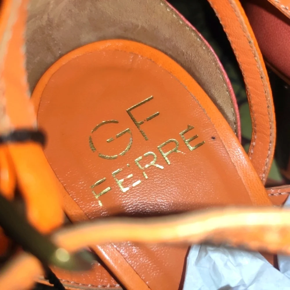 GF Ferre Multicolor Leather Metal Heel Sandals Pumps